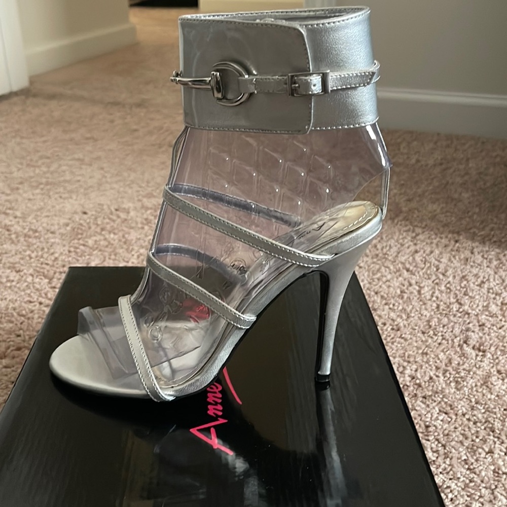 Silver strappy heels
